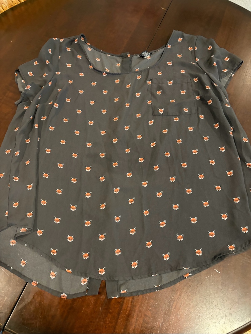 torrid Black Fox-Head Print Short Sleeve Blouse